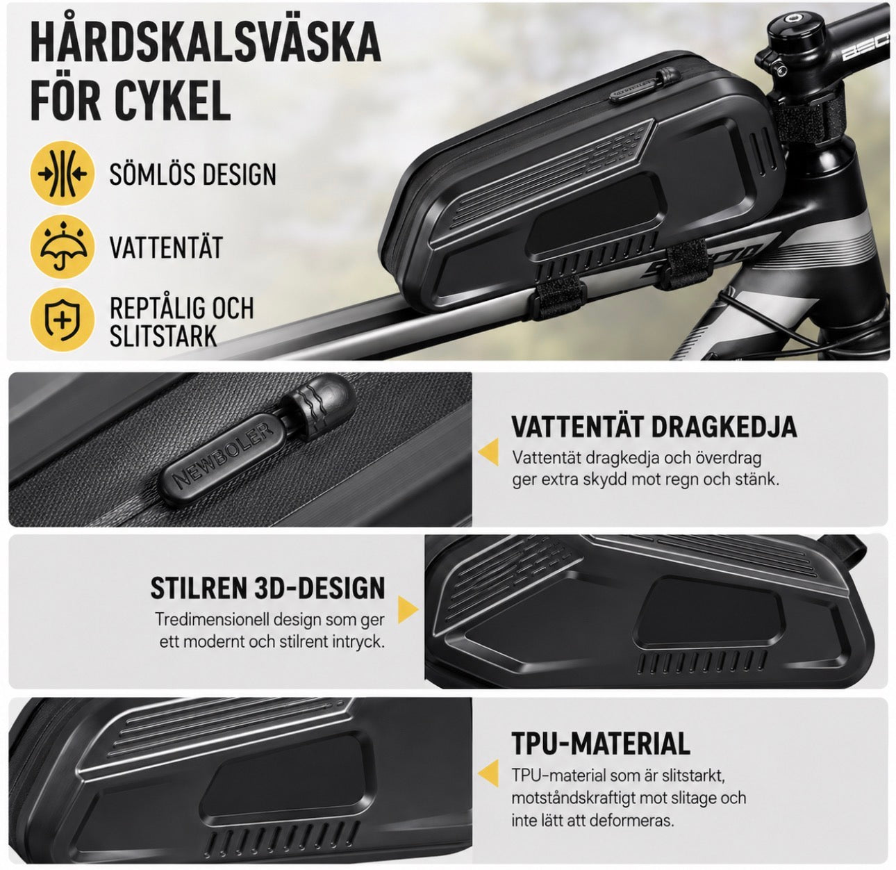 Premium hårdskalväska för cykel